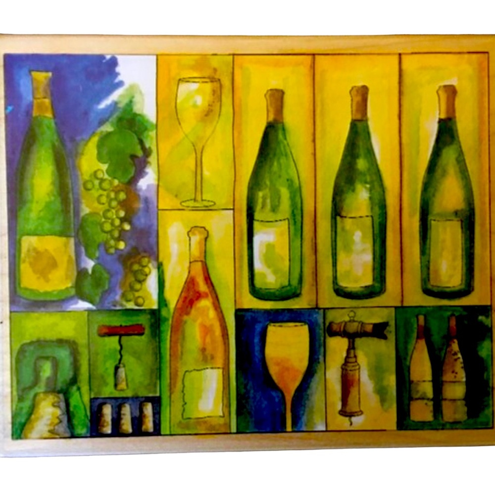Stamps Happen Wine Collage Rubber Stamp, by Michael Clark